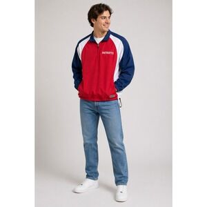 Boombah Patriots Pullover Jacket Red White Blue Quarter Zip Athletic Top Size S